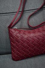 Geanta Împletită Mosaïque S Burgundy - imagine 2